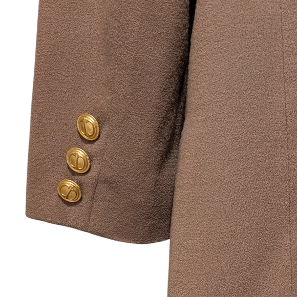 Vintage Christian Dior USA Double Breasted 100% Wool Blazer - Camel Tan Size 4 - Picture 6 of 8